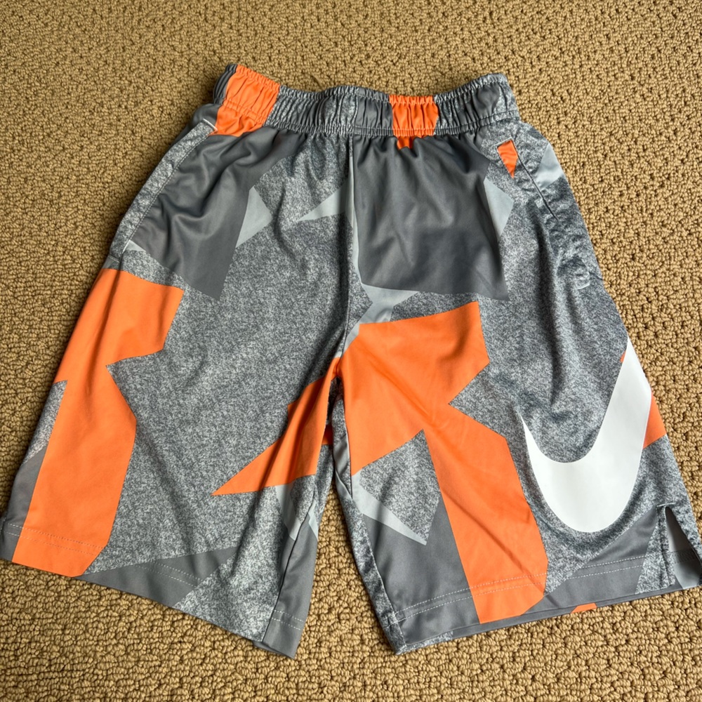 Boys L neon orange and gray athletic shorts